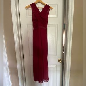 Red Crisscross Neck Formal Dress
